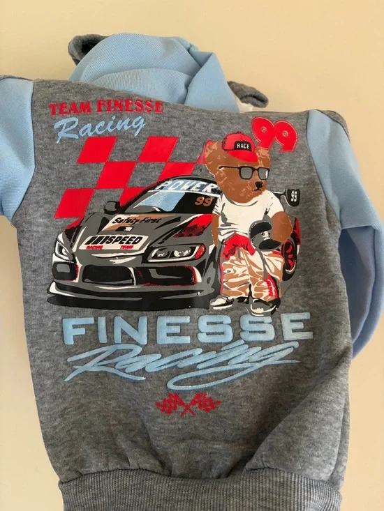 Baby Blue & Gray Kids Matching Hoodie Set with Socks - Picture 4 of 6